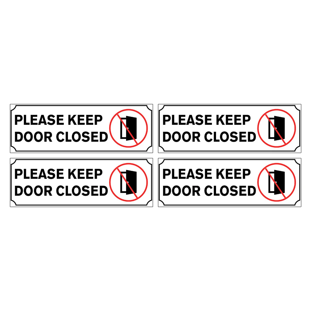 

4Pcs Minimalist Keep Door Closed Sticker Waterproof Decal For Office Bathroom Lounge Storage Room Decorative Sign