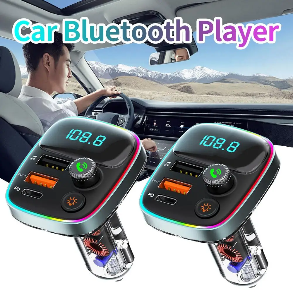 

Bluetooth 5.3 Fm Transmitter Handsfree Car Radio Modulator Pd Charge Colorful Adapter Mp3 With Player Qc3.0 Lights Quick ﻿ X0s0