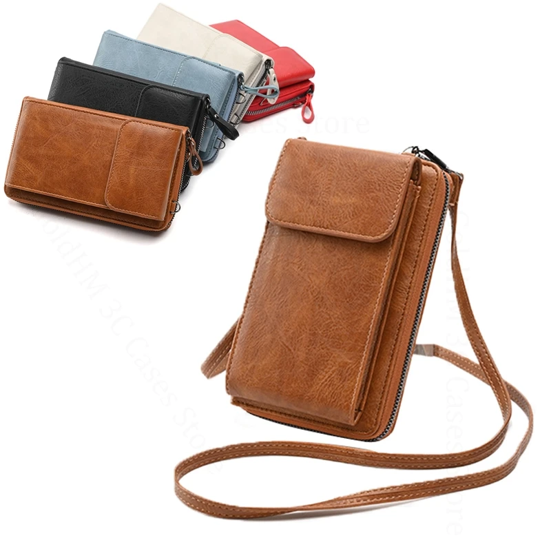 

Crossbody Lanyard Phone Pouch Leather Cover For Oppo Realme 15 Pro Large Capacity Card Wallet Case For Realme 14 13 12 Pro Plus