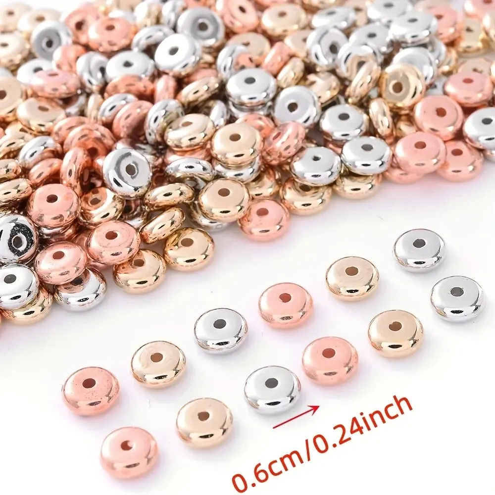 200pcs Mixed Color 6mm CCB Charm Spacer Wheel Bead Oval Flat Round Loose Beads Gold Silver For DIY Jewelry Making Accessories image 3