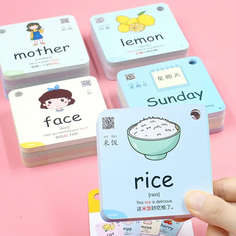 Children's English Word Card Early Childhood Education Enlightenment English Alphabet Pronunciation Carry-on Ring Buckle Type