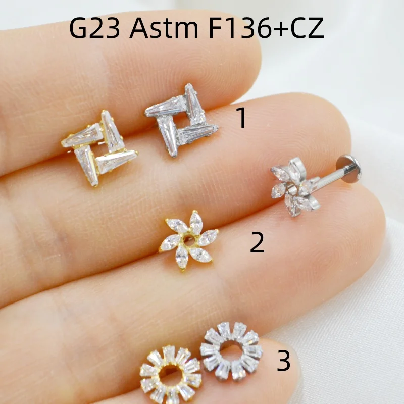 10 قطعة 16 جرام جميع G23 التيتانيوم ASTM F136 فراشة تشيكوسلوفاكيا الشفاه Labret بار الأذن اللولب الزنمة الرخ بار هيئة ثقب المجوهرات تألق جديد