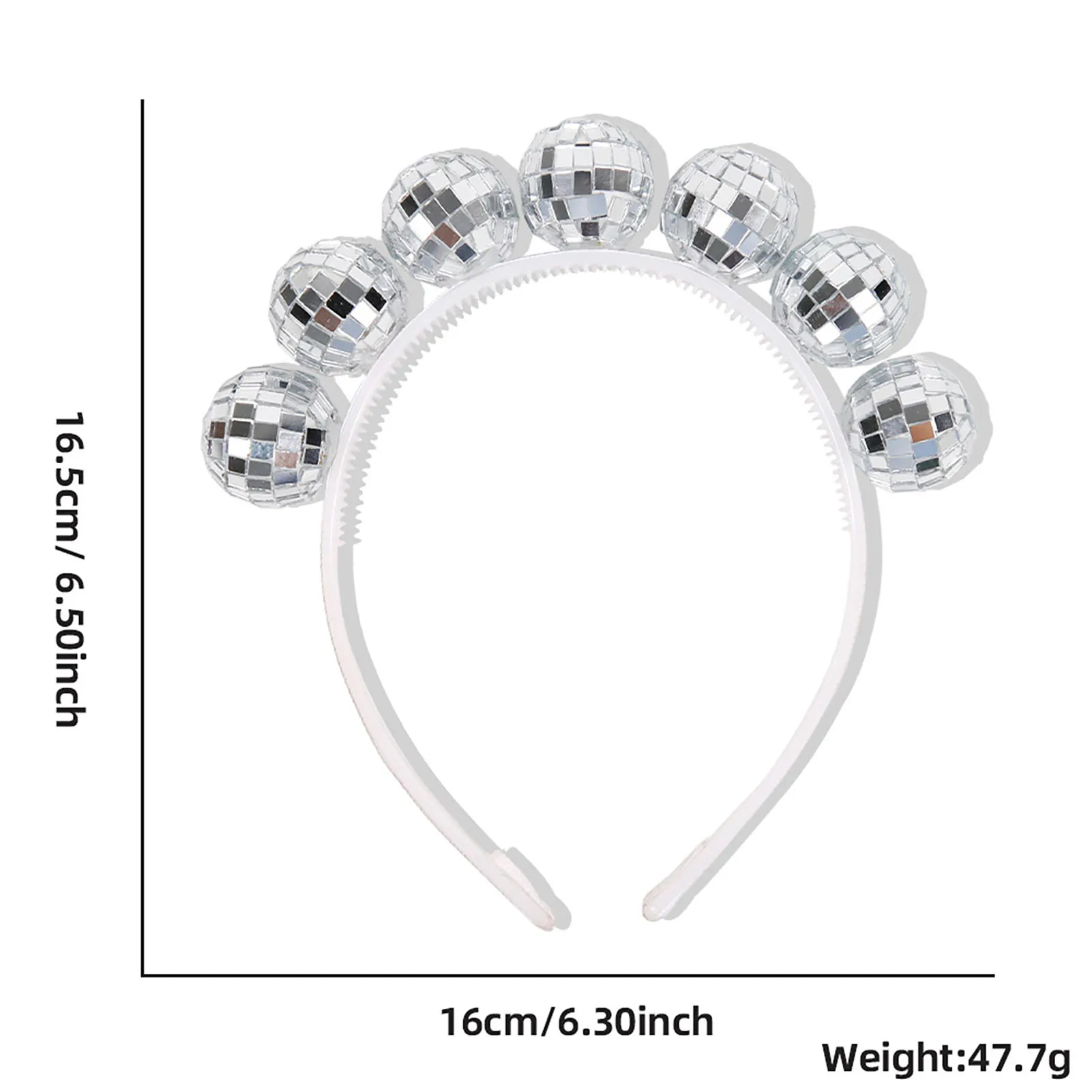 Silber Disco Ball Stirnband Krone Tiaras Charming Mirrorball Haarreifen Dekor für Frauen Kostüm Party Haarschmuck