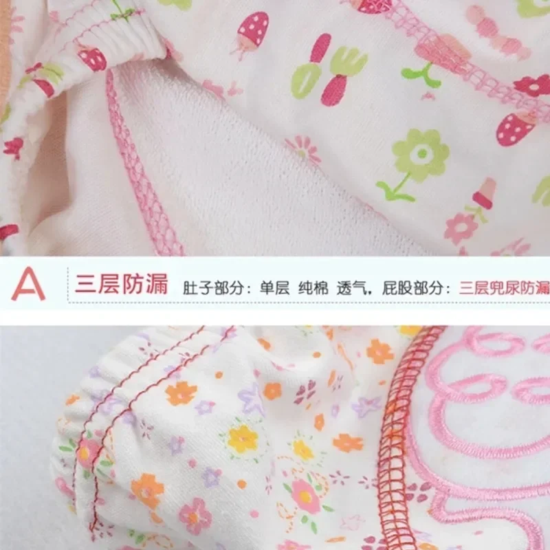 4 Pcs/Lot Baby Children Reusable Underwear Breathable Diaper Cover Cotton Training Pants S/M/L