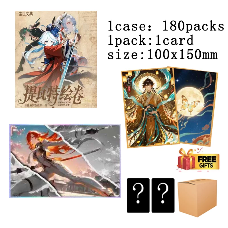 مجموعة ورق فني من Genshin Impact Teyvat مقاس 100 × 150 مم من الأكريليك المتوهج