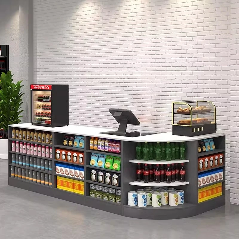 

Supermarket store mother and baby store checkout page pharmacy counter store corner simple modern small rock slab bar cabinet