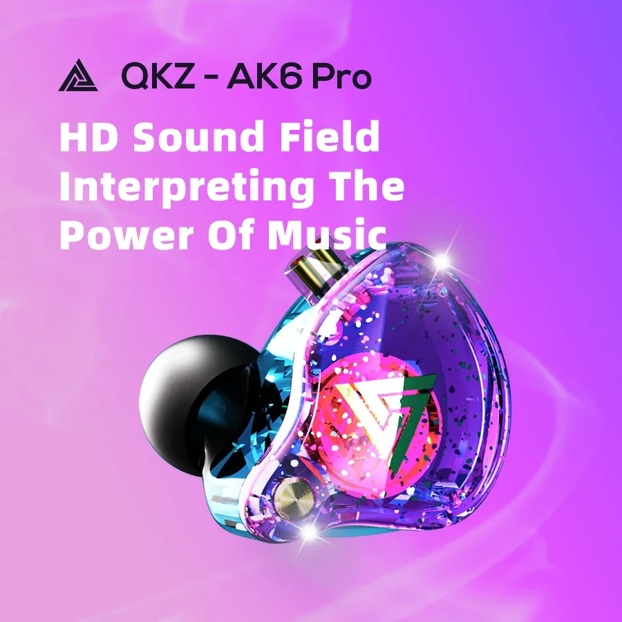 QKZ-AK6 Pro Fone De Ouvido Com Fio Com Microfone, Cobre Driver, Esporte Headphone, Bass Stereo Headset, Fones De Música, 3,5mm, HiFi, Original