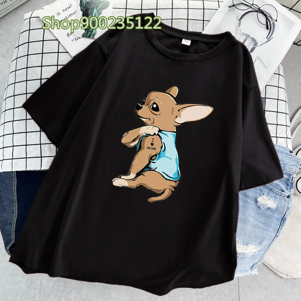 Aesthetic dogs shirts for women Printed Chihuahua Love T-shirt women summer harajuku Casual clothes black graphic t shirts