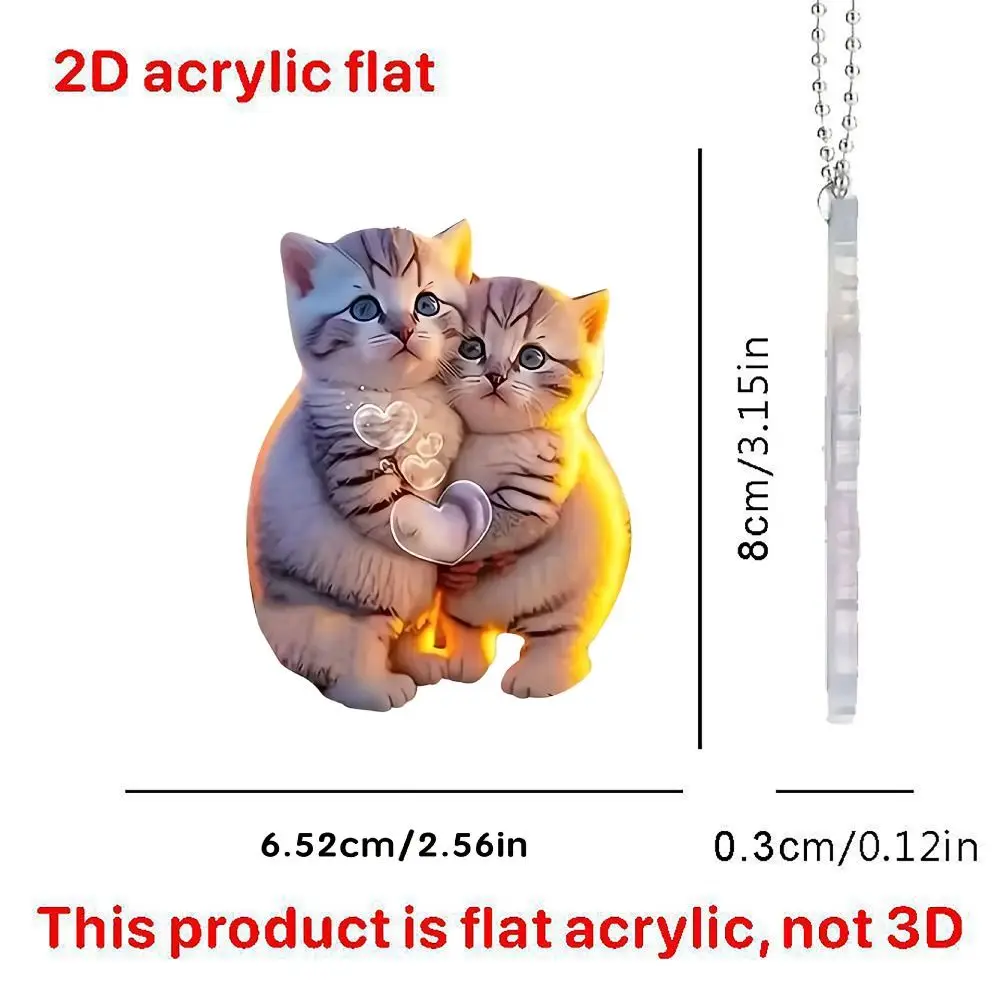 2D Design Car Pendant Realistic Style Cat-Shaped Hanging Ornament Chain Included Hanging Decor Car Interior Accessories