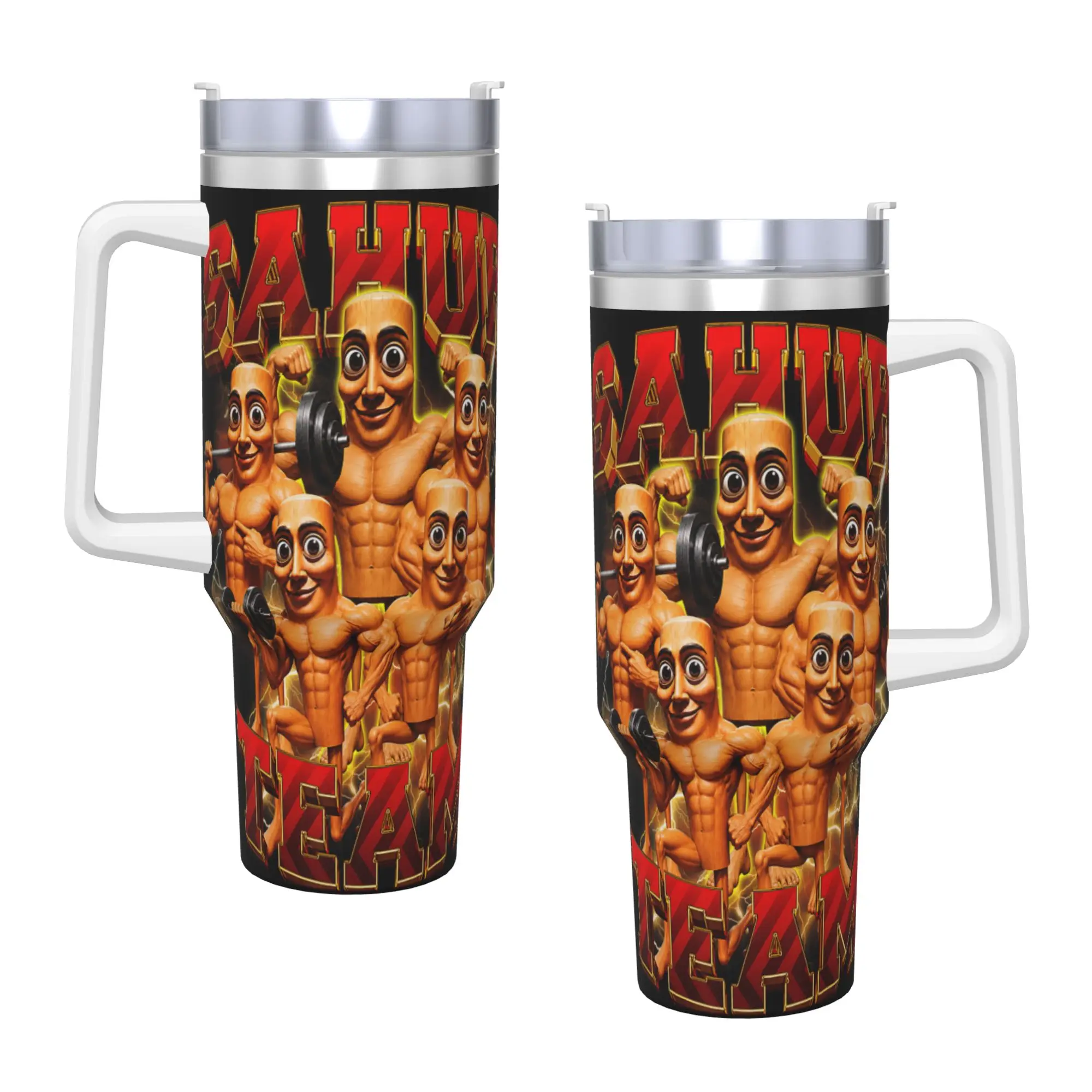 Stainless Steel Tumbler Tung Tung Sahur Workout Team Bootleg Y2K Gym Brainrot Meme Coffee Mug  Portable Cold Drink Mugs Cup
