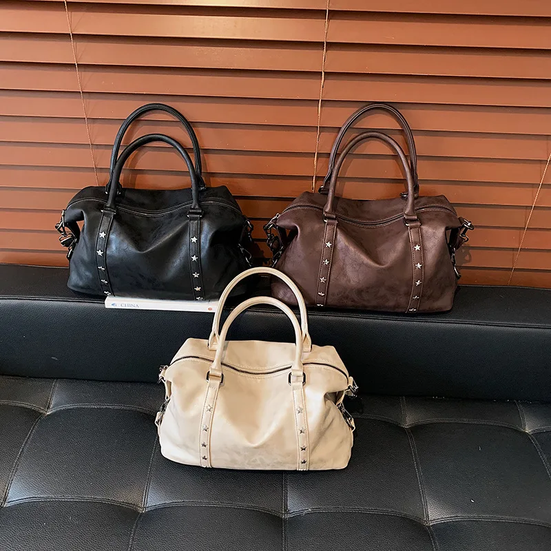 2026-new-retro-large-capacity-travel-bag-women's-handbag-crossbody-yoga-fashion-commuter-bag-pu-leather-matte-finish