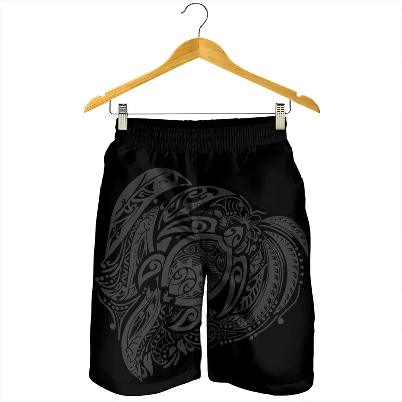 New Turtle Men's Shorts Tiki Hawaii Beach Short Trunks Polynesian Swim Trunks Gym Ice Shorts Boy Board Short Pants Ropa Hombre