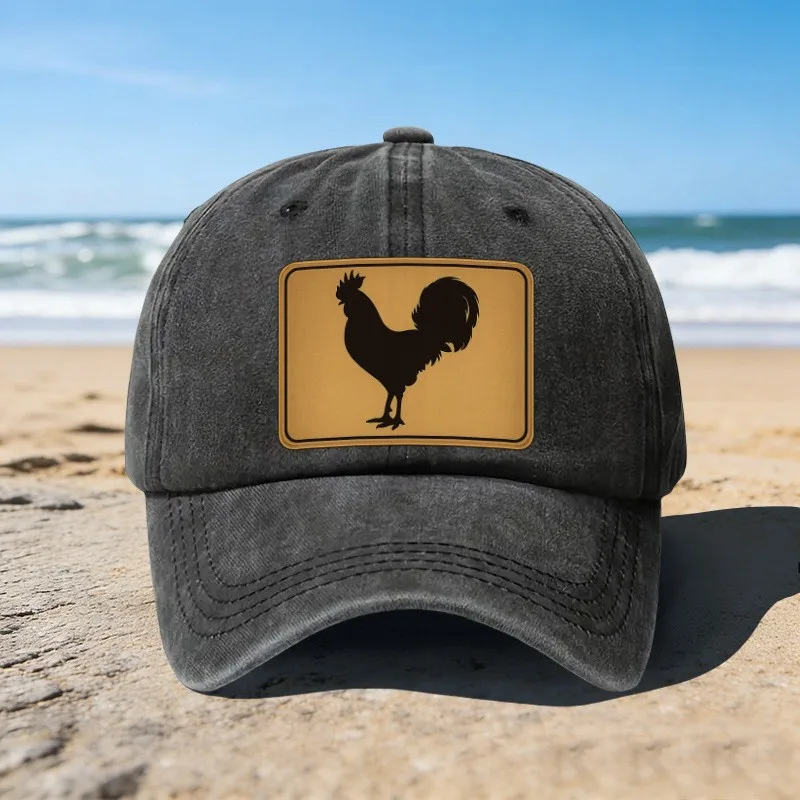 Rooster Silhouette Baseball Cap Unisex Adjustable Cotton Outdoor Sun Hat for Farm Camping Vintage Festivals
