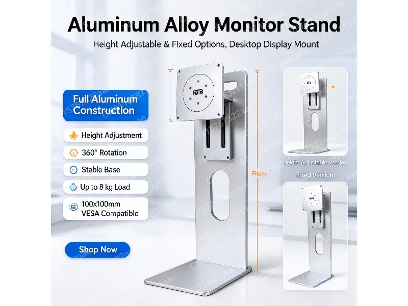 Adjustable VESA Monitor Bracket Aluminum Alloy Tripod Stand for 24-32 Inch Computer Screen with Lift Pitch Rotation