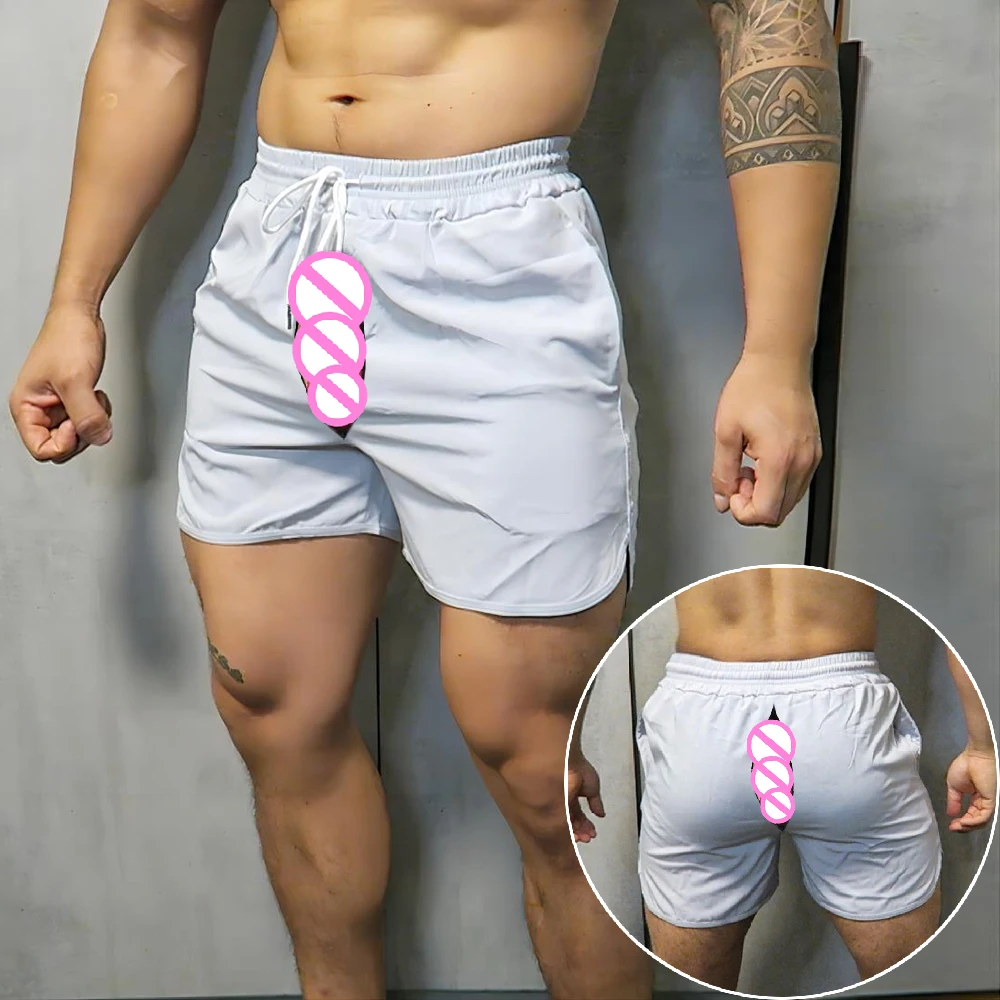 

Invisible Open Crotch Outdoor Sex Sports Shorts Men's Summer Stretch Quick-Drying Running Pants Fashion Casual Fitness Shorts