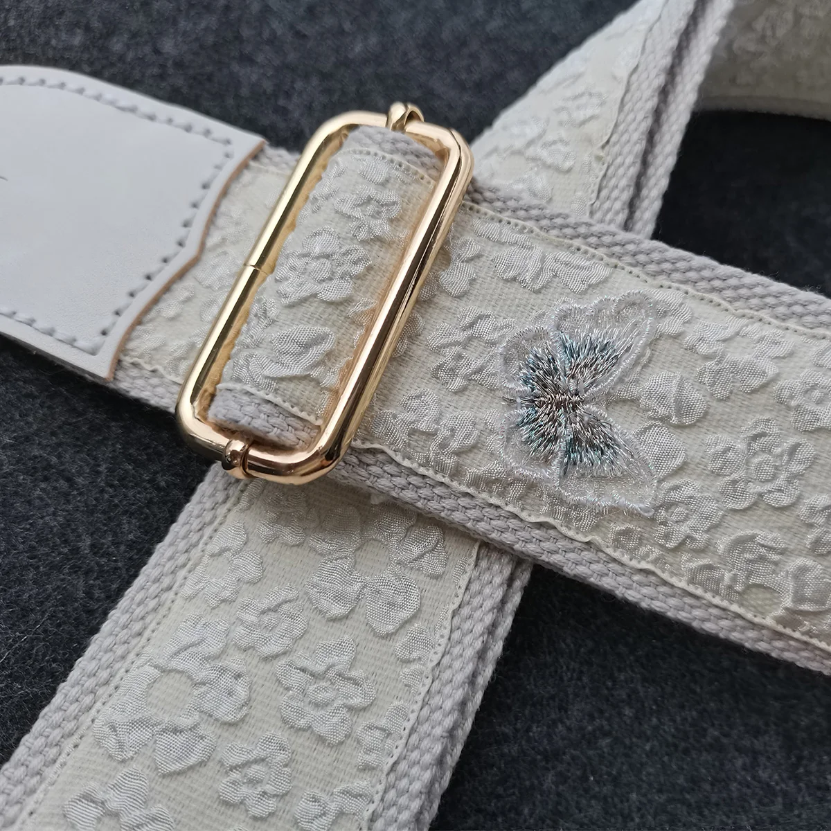 Hand Sewn Guitar Bass Strap Butterfly Embroidery White Little Fresh Fairy Electric Guitar Strap