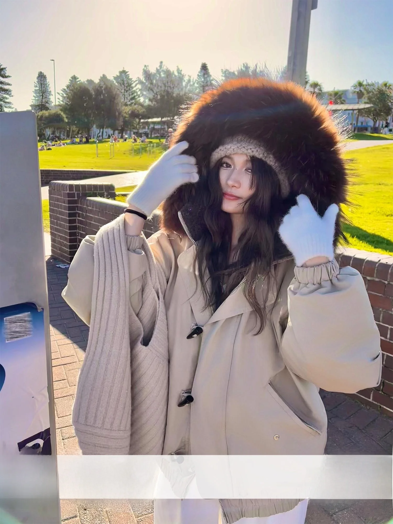 

Xinlei Lin Women's Parka Jacket Removable Fur Collar Duck down Coat Warm Thick Long Sleeve Winter Outerwear Straight Cut