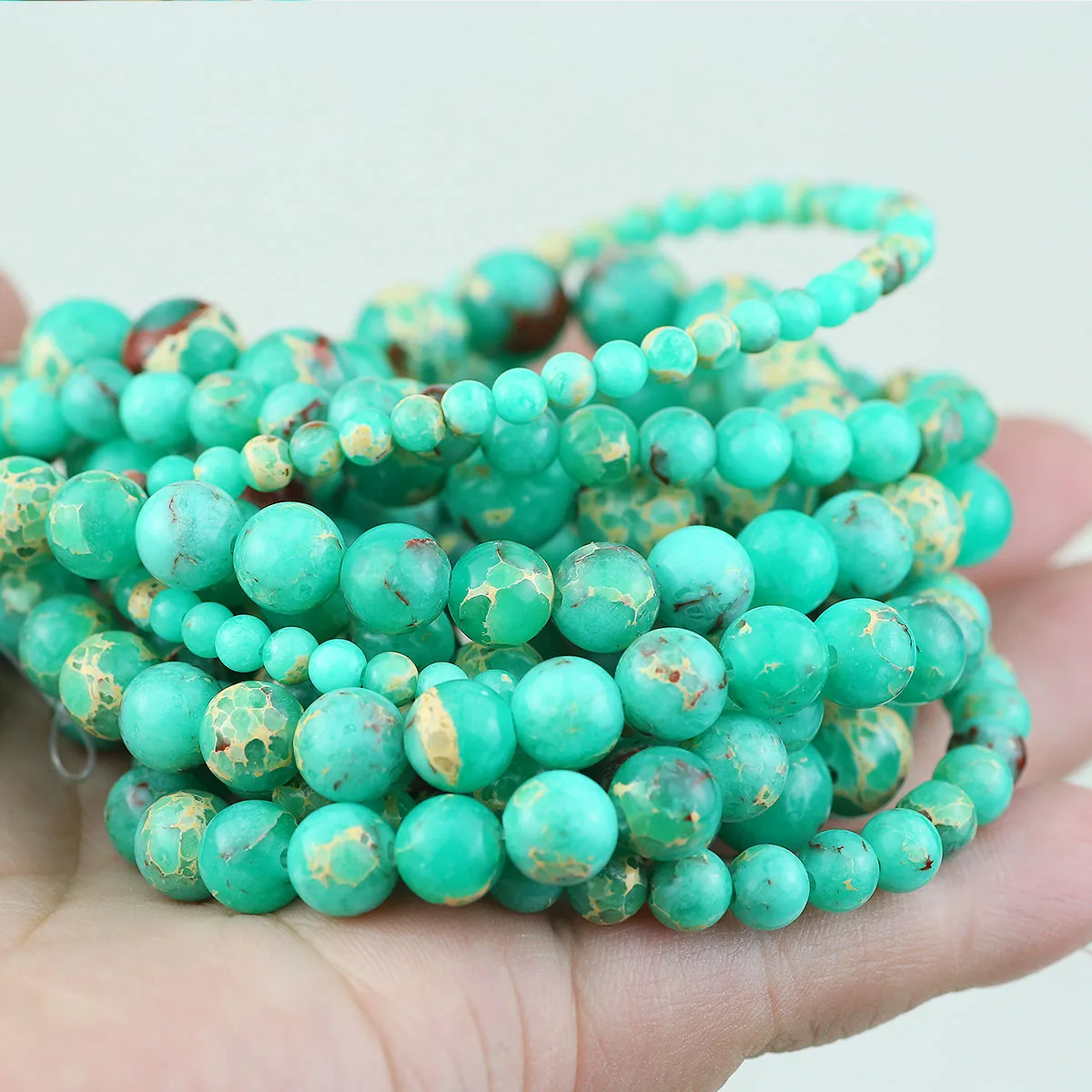 Synthetic Dark Green Imperial Pine Stone Round Spacers Loose Beads 4~10MM 36~88pcs For Jewelry Making DIY Bracelet Accessories