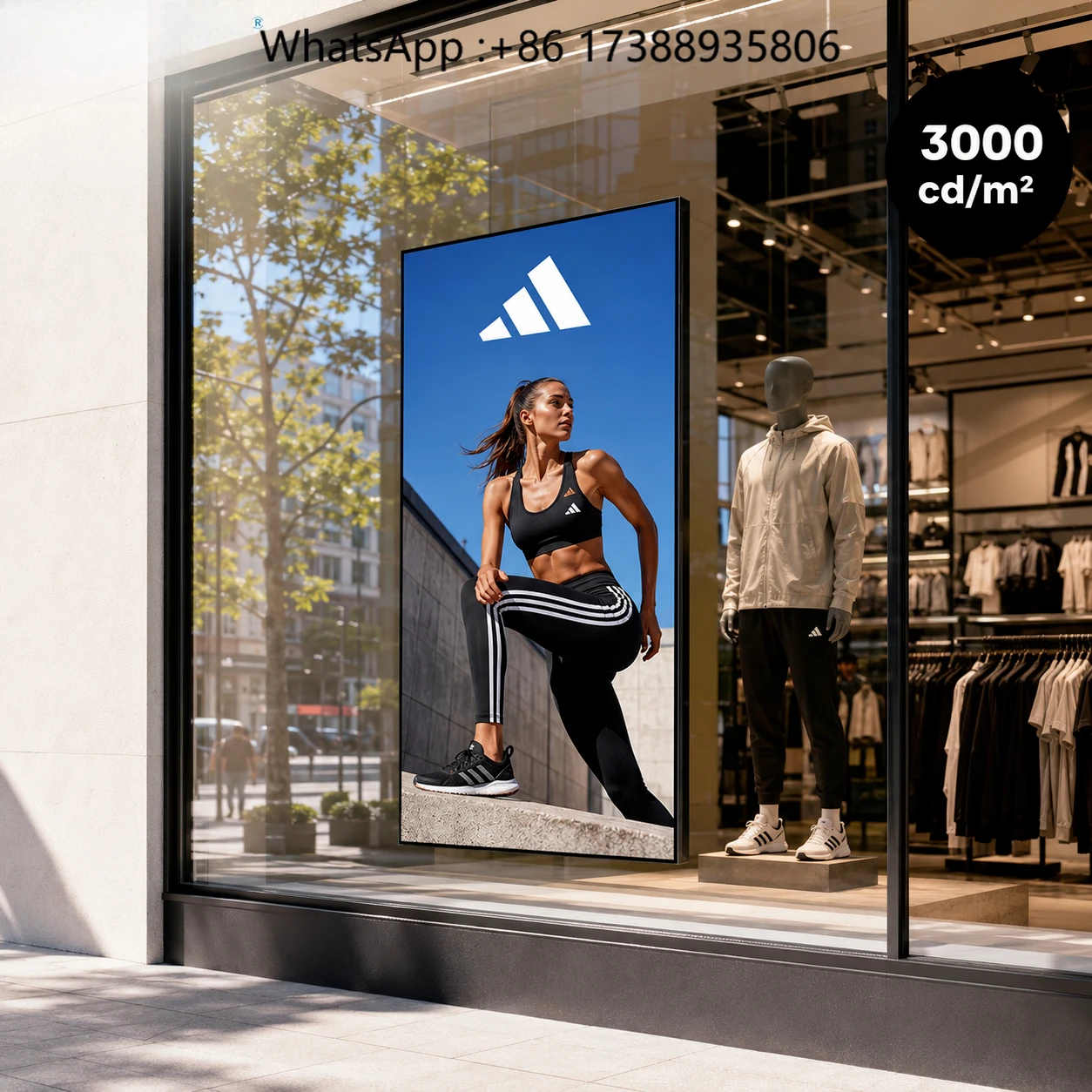65 Inch 3000 Nits High Brightness Window Facing Digital Signage for Retail Store