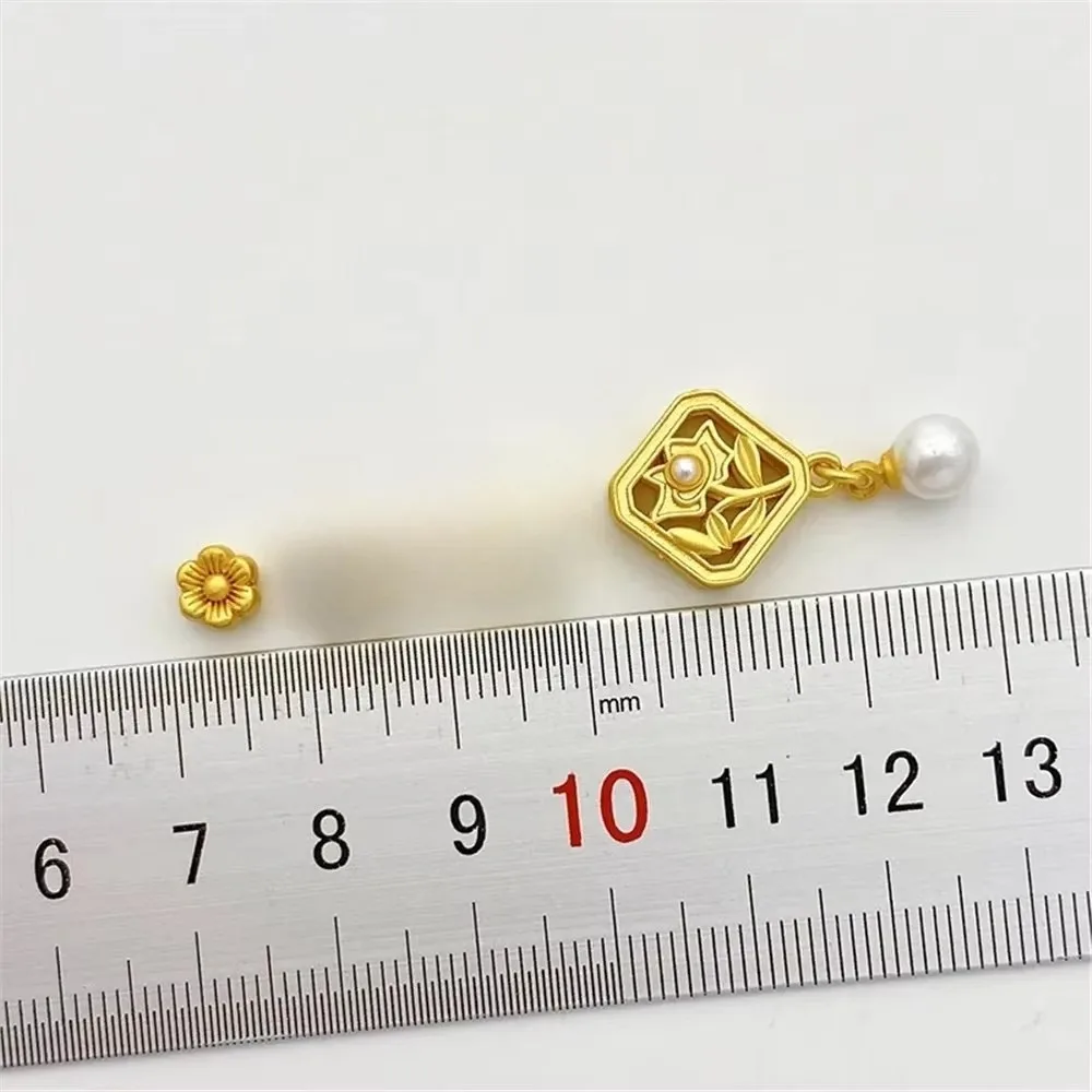 18K gouden holle vierkante bloem kraal hanger DIY armband ketting sieraden materiaal accessoires