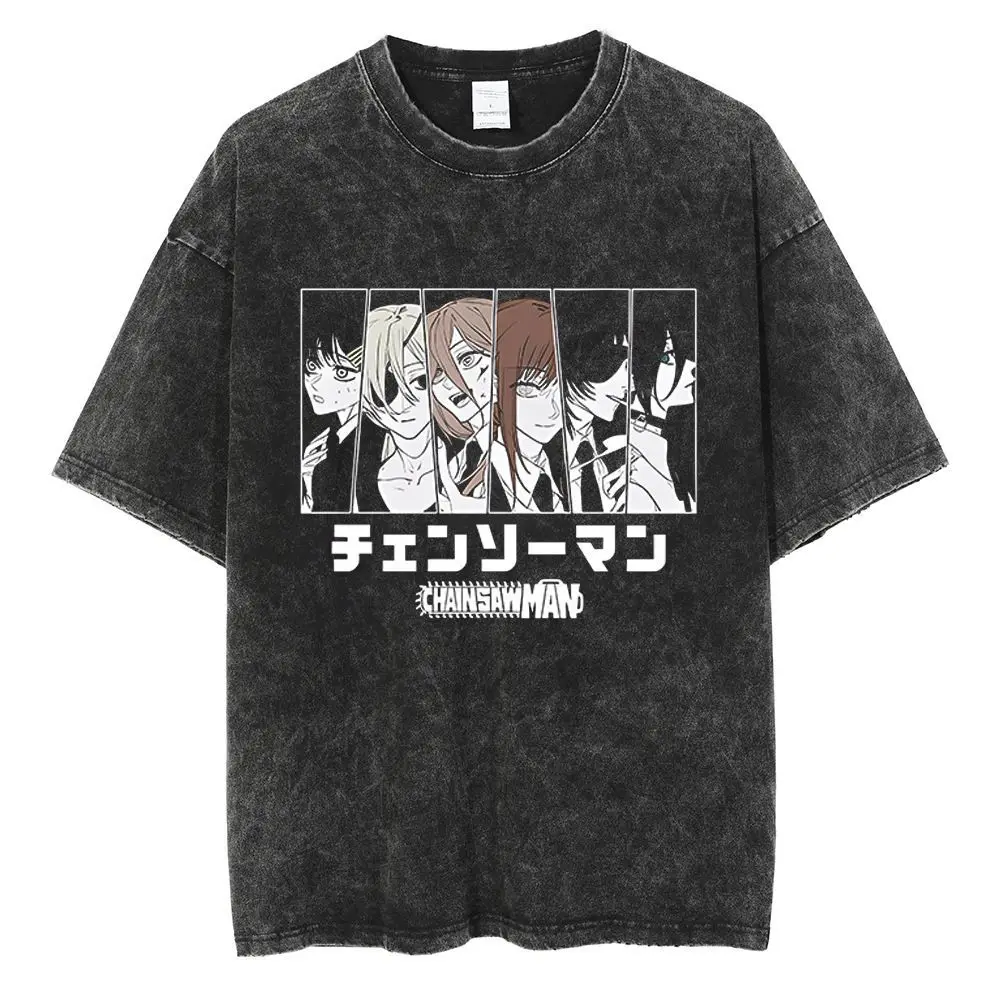 

Anime Style Tee 2025 Black Cotton T-shirt Pink Red Blood Splatter Black Gloves Graphic Distressed Wash Oversized Streetwear