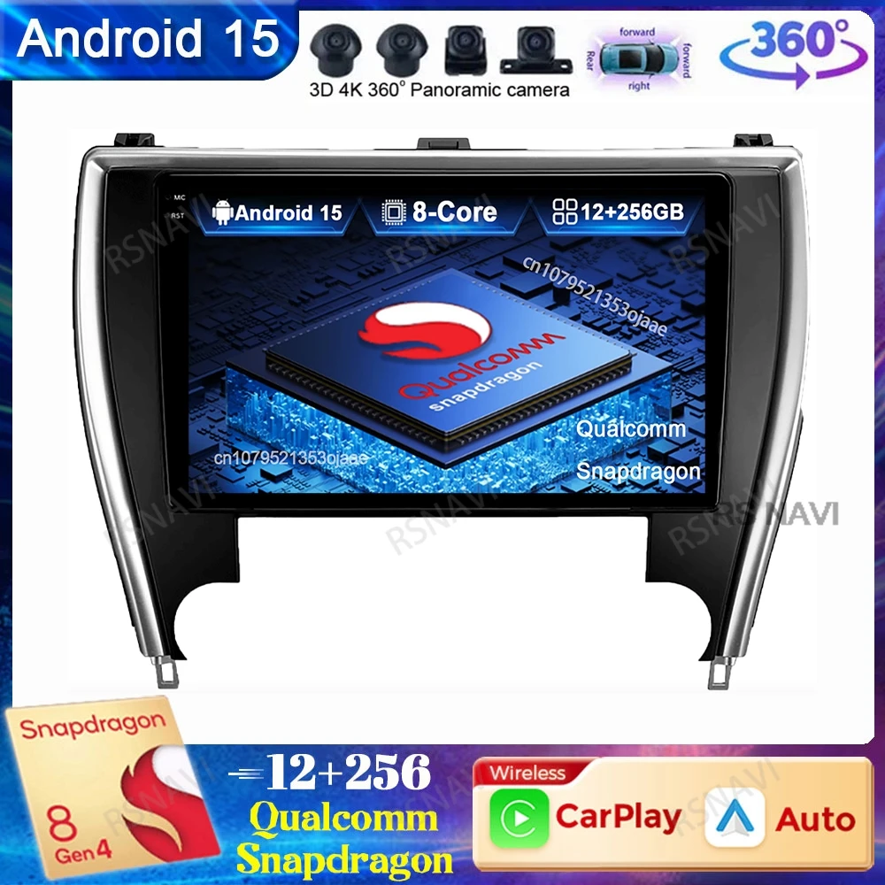 

Android 15 Car Radio For Toyota Camry 2015 - 2017 4G LTE DVD Wireless Carplay Auto GPS Qualcomm BT DSP Stereo Autoradio QLED