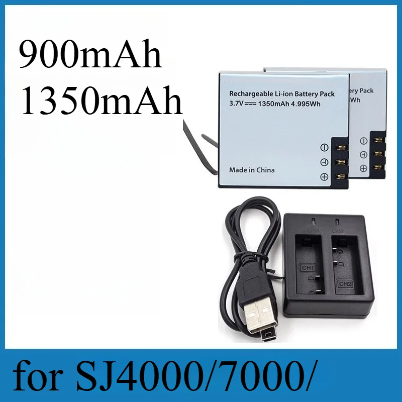 

1350mAh High Capacity Replacement Battery for SJ4000/7000/9000 & for SJCAM A8/C4 Action Cameras - Dual-Port Fast Charger