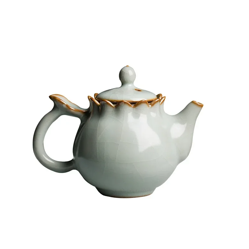 Ru kiln teapot open piece can raise raw ore ceramic pot handmade single pot Jingdezhen Ru porcelain