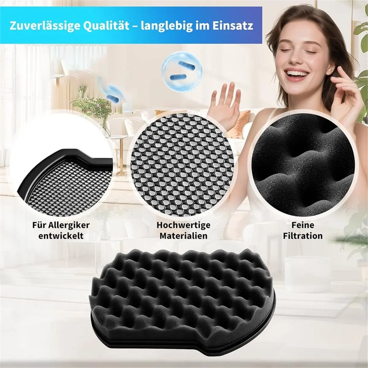 Pack of 6 Filter Accessories for Series 6 Vacuum Cleaner Bagless, Dust Container Filter for BGC41X36