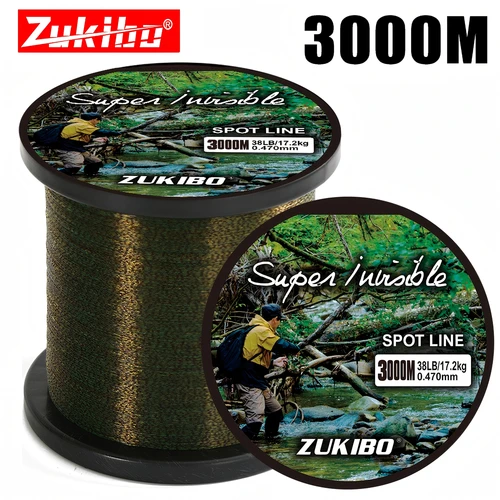 ZUKIBO 3000m Invisible Manchado Línea de Pesca Japón Super Strong Monofilment Línea Fluorocarbono Recubierto de Nylon Mosca Hundimiento Línea sedal de pesca invisible fluorocarbono carp fishing pesca mar