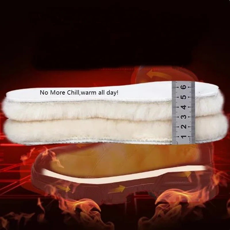 Winter Warm Wool Insoles Thickened Thermal Men Women Snow Boots Anti-odor Fur Insoles Wool Insole Fur And Leather Integrated