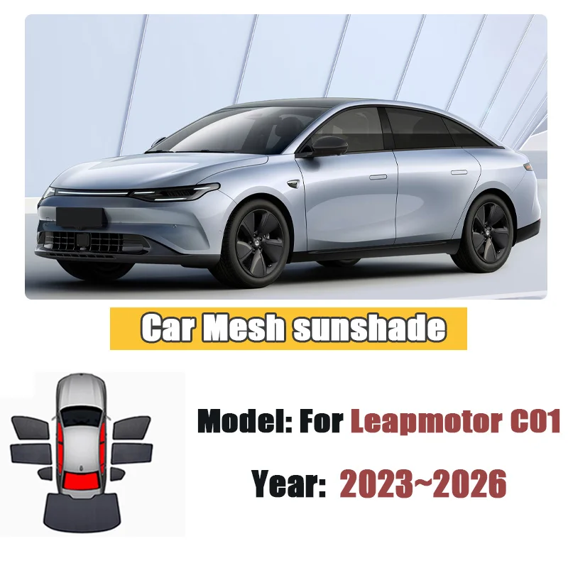 Car Sun Shade For Leapmotor C01 2023 2024 2025 2026 Visor Mesh UV Protection Privacy  Windshield Frame Curtain Car Accessories