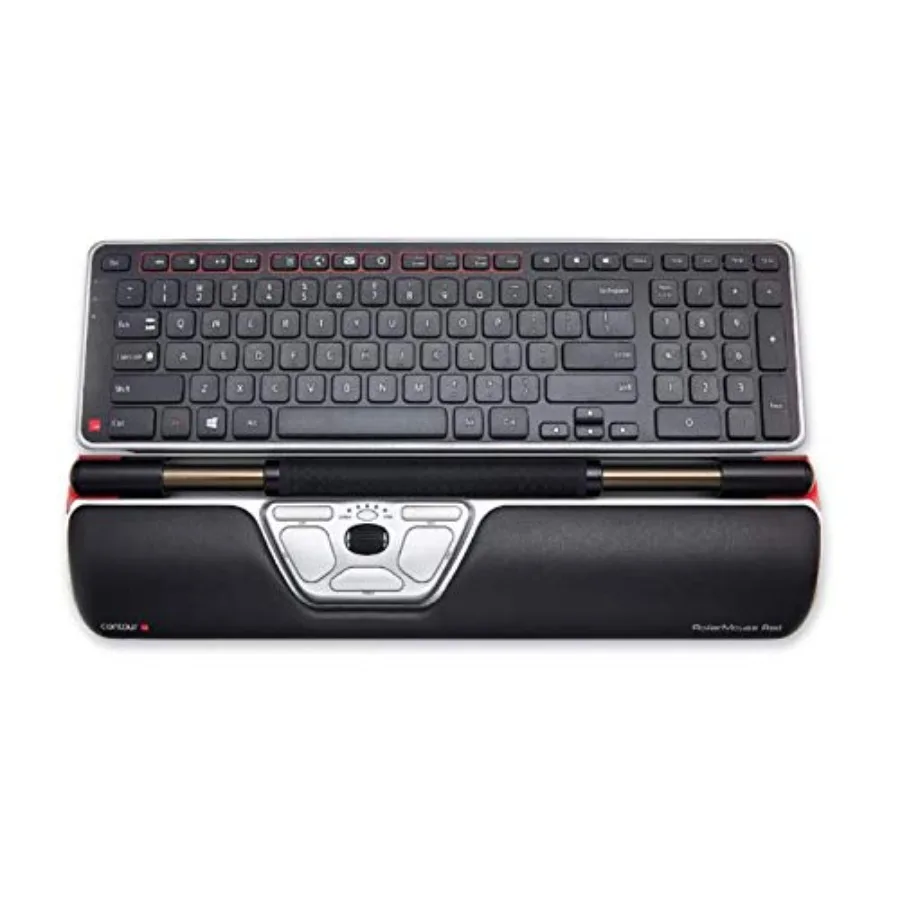 

Travel Kit Red Ergonomic Computer Accessories for Mobile Work Includes Laptop Stand RollerMouse Red Balance Keyboard and Travel