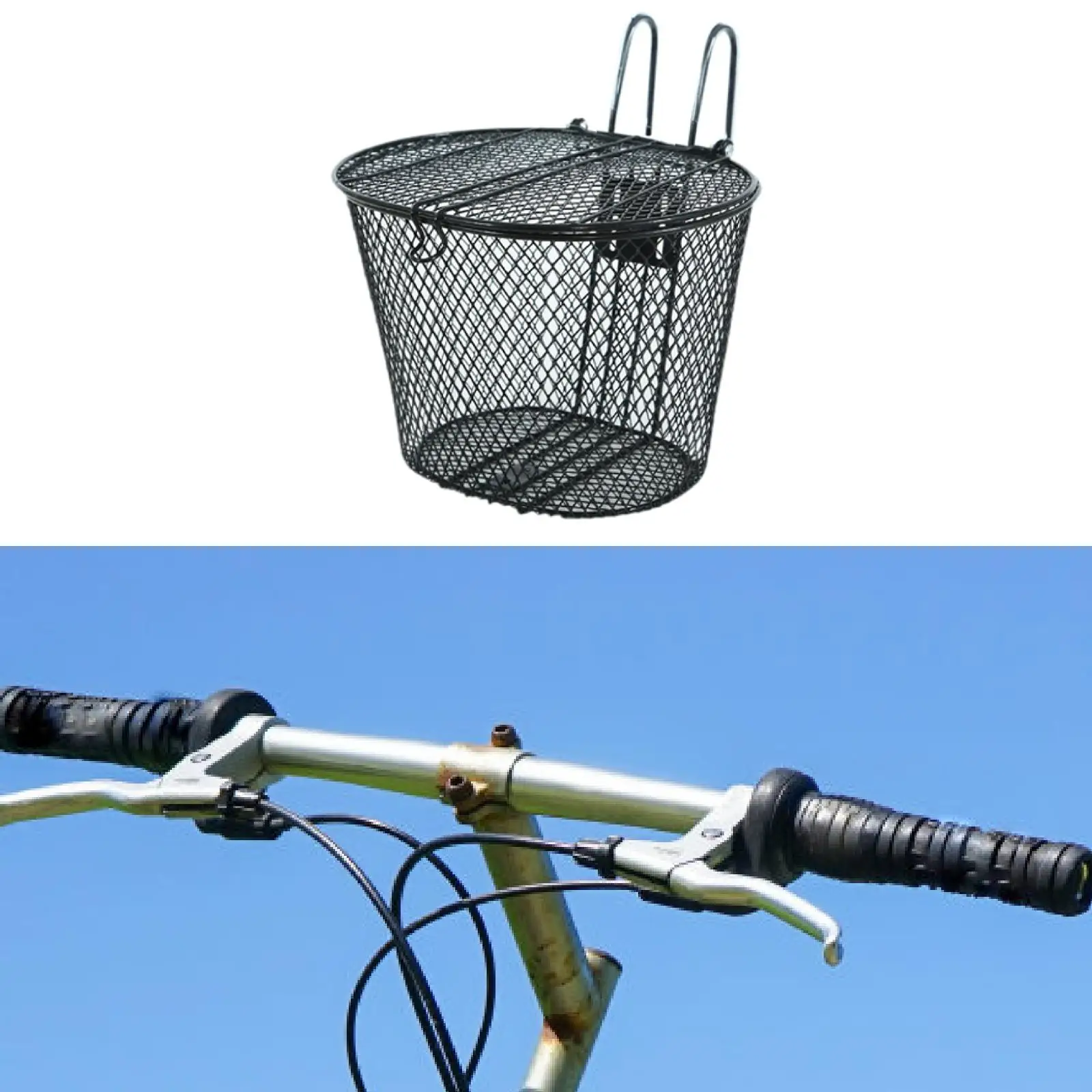 Front Bike Basket Bicycle Front Handlebar Storage Basket with Lid Dogs Carrier Metal for Mountain Road Bike Accessories