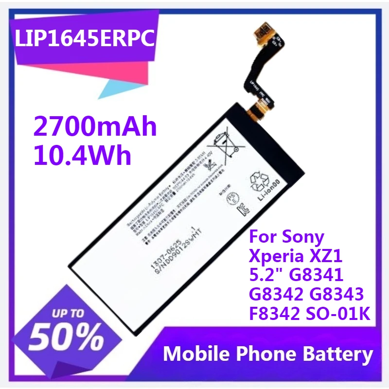 

LIP1645ERPC Battery for Sony Xperia XZ1 5.2" G8341 G8342 G8343 XZ1 Dual F8342 SO-01K Battery 2700mAh 10.4Wh