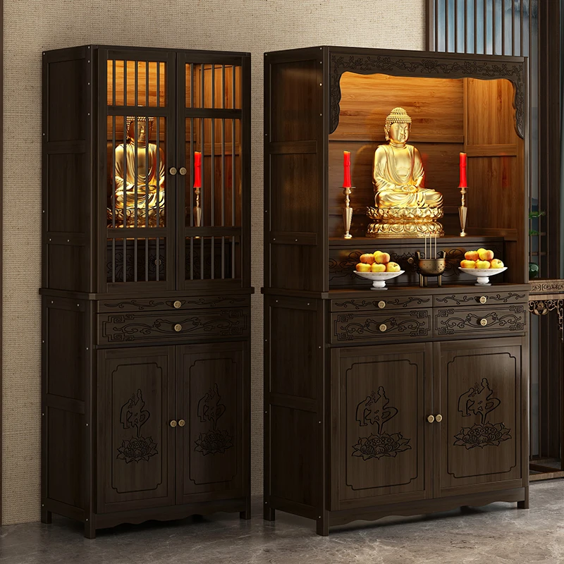 Buddhist niche new Chinese vertical cabinet Buddhist table household modern worship table God of Wealth cabinet Bodhisattva