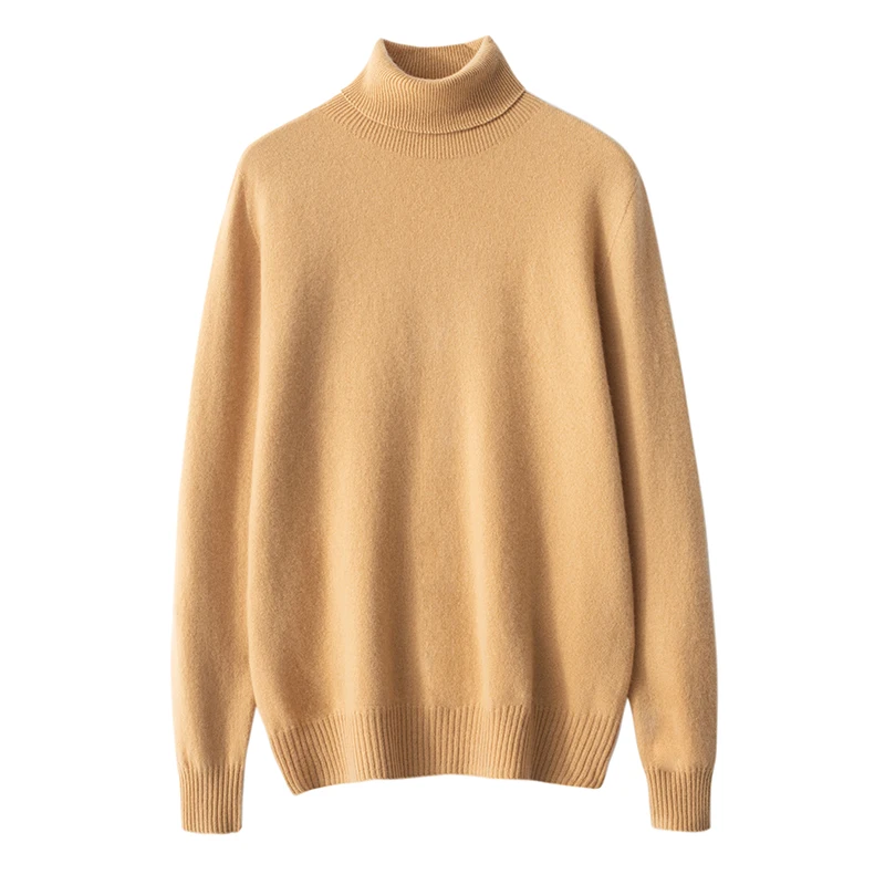 Autumn Winter Men's Sweatser Loose Pullover Priming Turtleneck 100% Cashmere Knitwear  Single wear Fashion Warm Interior Tops