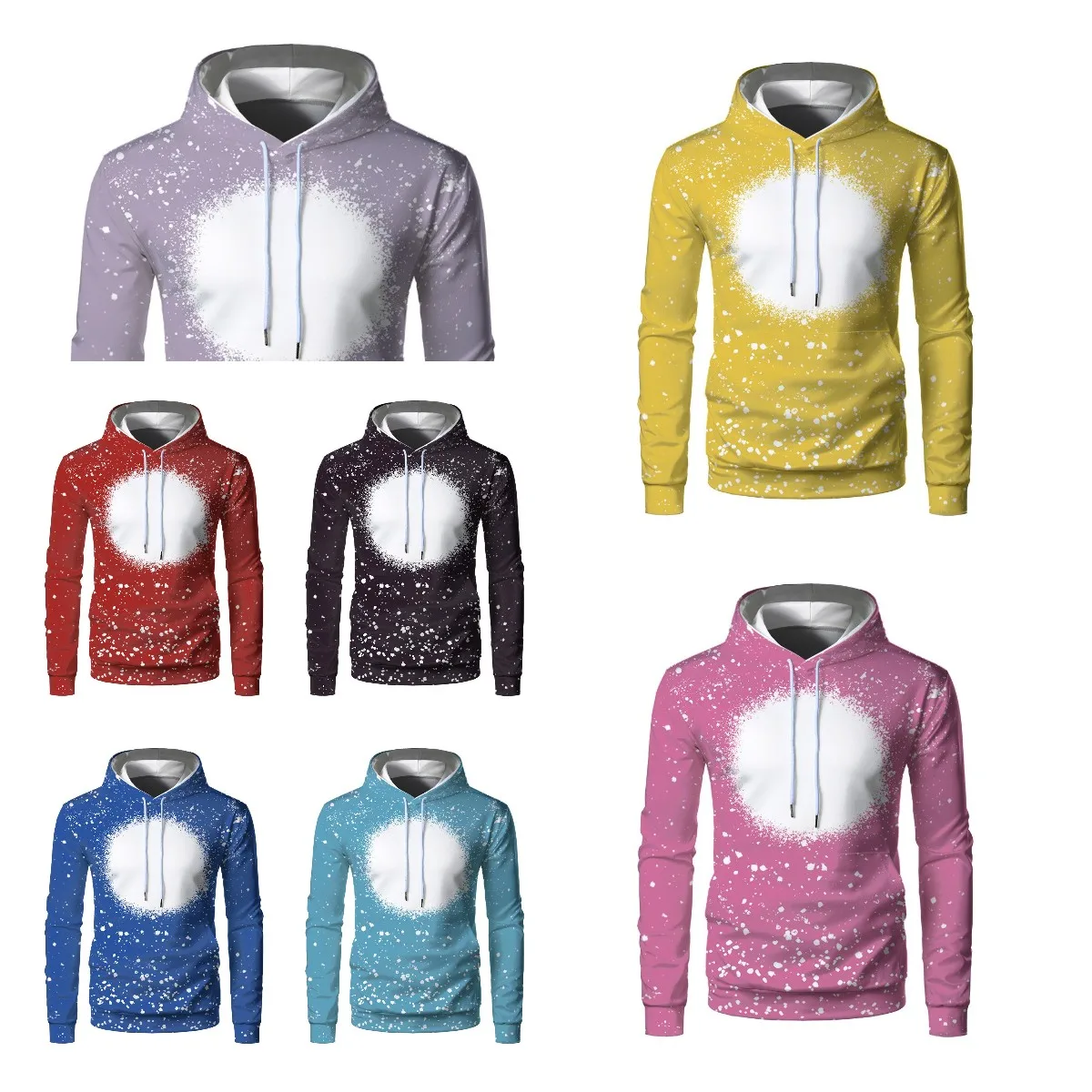 Lente En Herfst Nieuwe 3d Ronde Blanco Sneeuwvlok Splash Inkt Warmteoverdracht Sublimatie Voor Op Maat Gemaakte Geprinte Hoodie Casual Hoodie