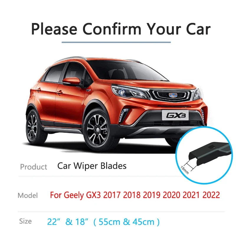 Para geely gx3 yuanjing maple geometry x3 v3 30x ev pro ex3 kungfu vaca 2017 ~ 2022 lâminas de limpador limpeza de borracha acessórios do carro