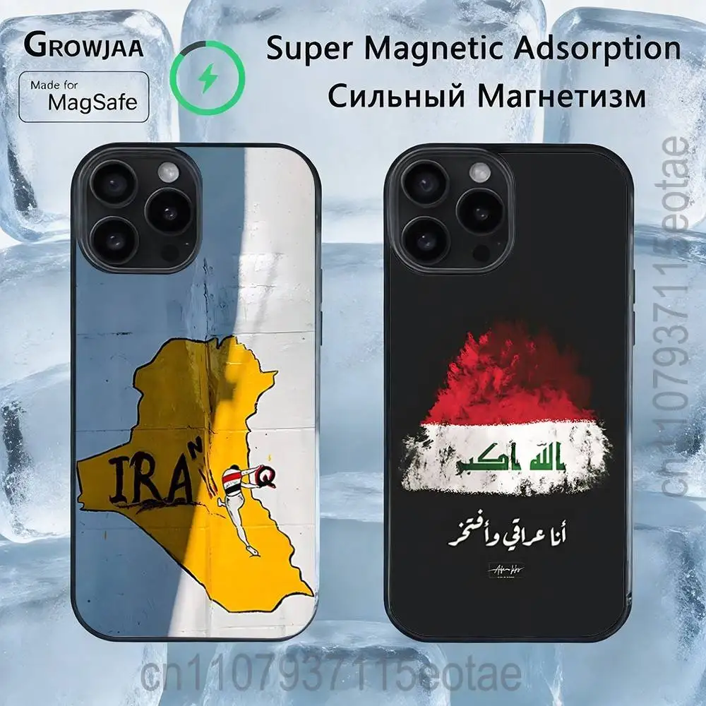 

Republic Iraq Map Magnetic Phone Case For IPhone 14 16 17 13 12 11 15 Pro Max Plus For Magsafe Wireless Charge Cover