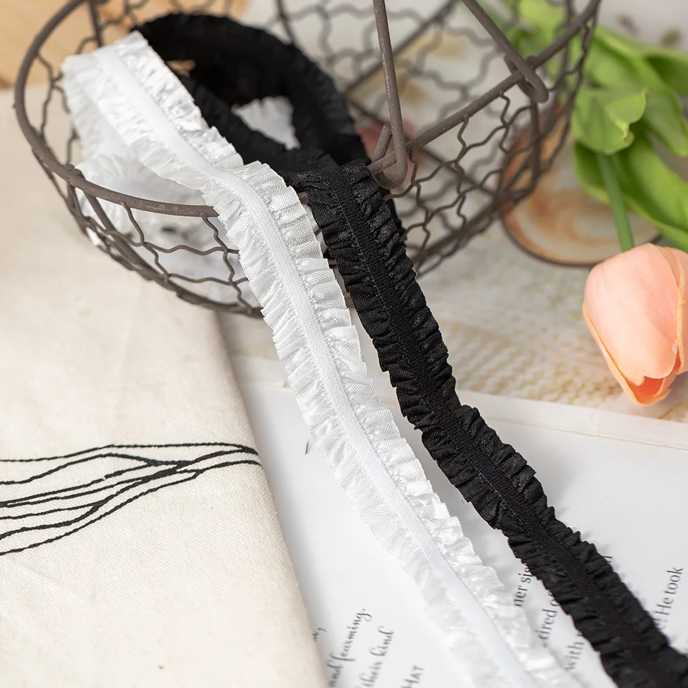 2CM Wide New Black White Mushroom Doll Toy DIY Underwear Clothing Elastic Lace Decorative Belt