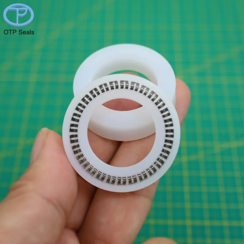 

Spring seal ring for shaft UHMWPE UPE seals ultra-high molecular weight polyethylene V-shaped stainless steel spring customized