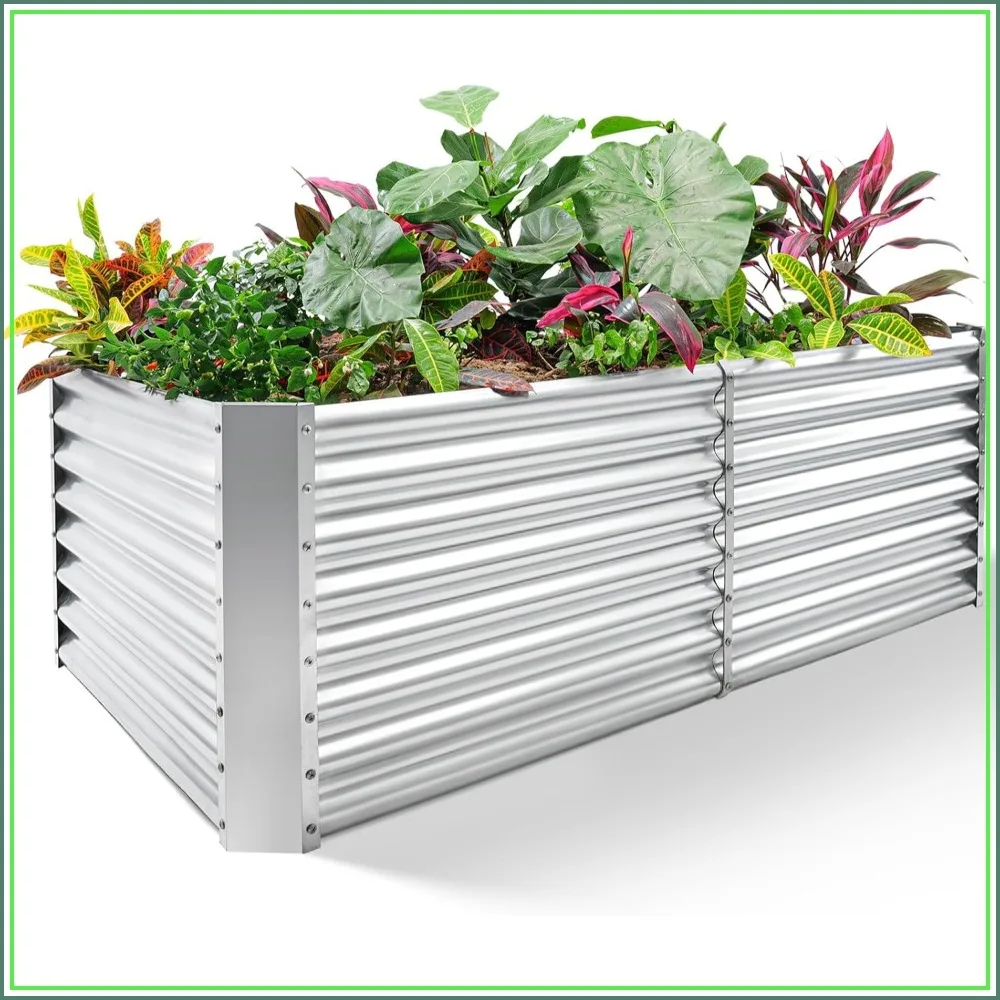

8x4x2 ft Galvanized Raised Garden Bed Kit, Large Metal Planter Box for Vegetables