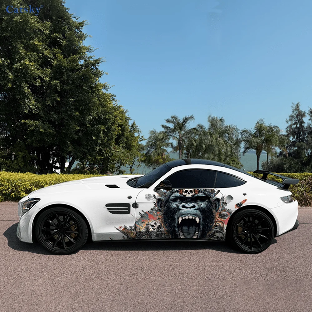 

Виниловые наклейки с изображением шимпанзе и черепа, самоклеящаяся наклейка из ПВХ, подходит для грузовиков, внедорожников, украшения, автоаксессуары, подарок