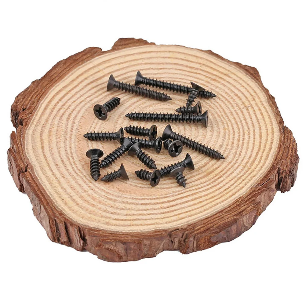 

100pcs Self-Tapping Screw 16Mm Stainless Steel Flat Head Fastener For Wood Plastic Metal Flooring Wallboard Fixing Black Cross