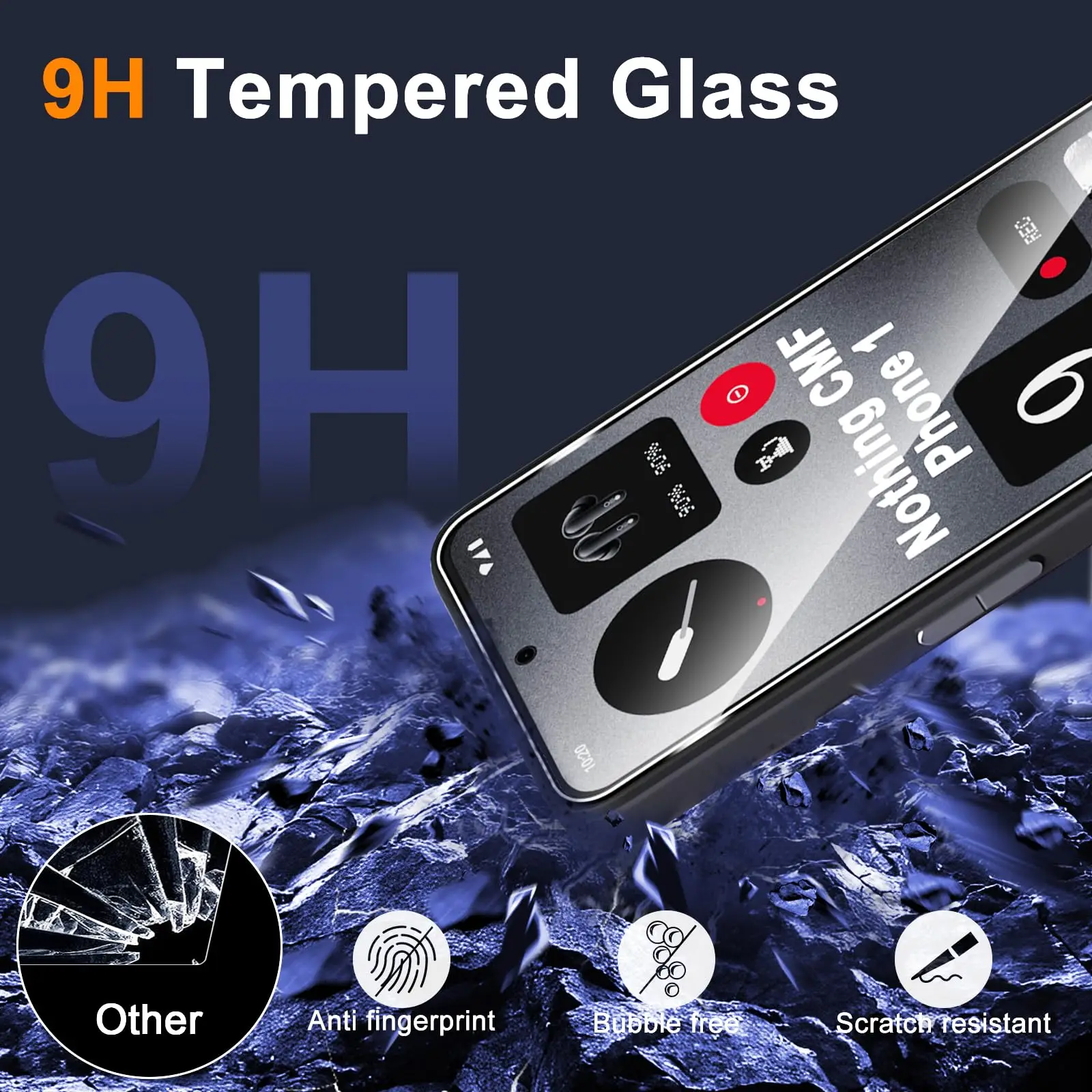 Screenprotector voor niets CMF Phone 1, gehard glas HD Crystal Mica 9H Anti-kras hoesje Vriendelijk Helder