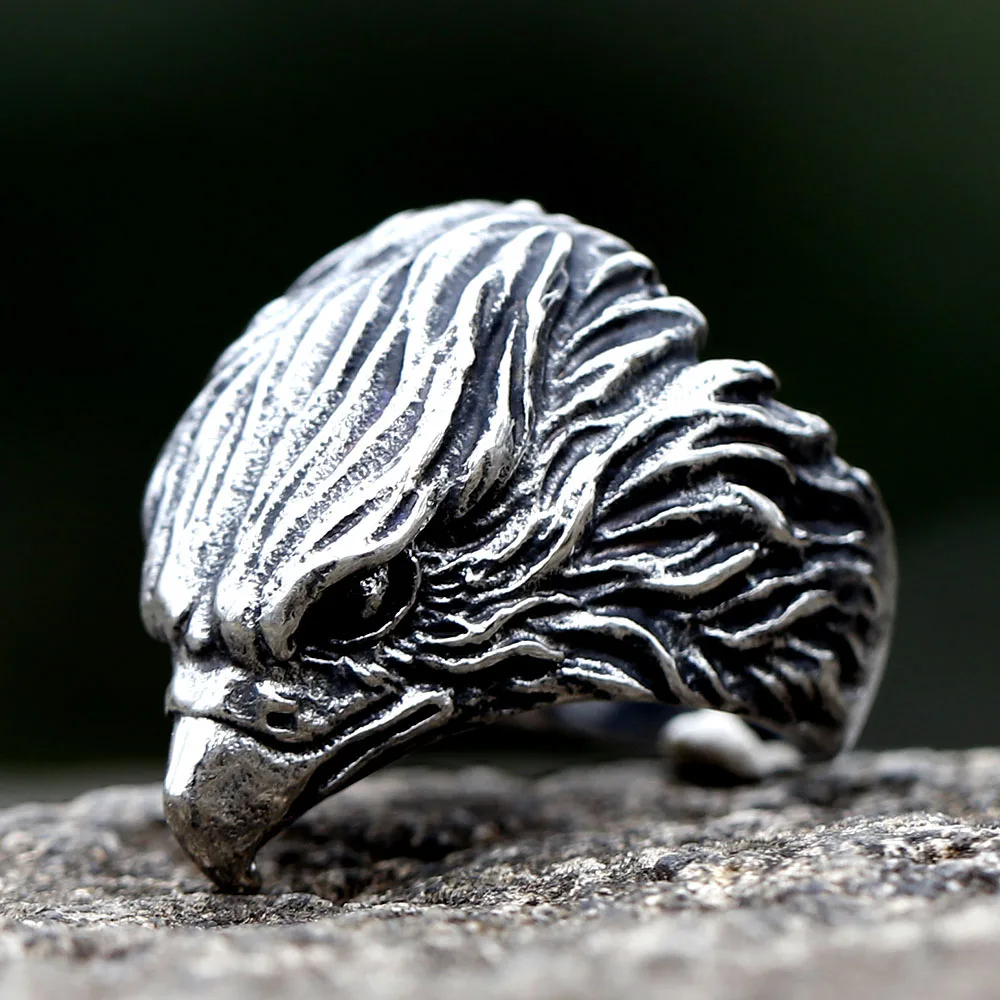 new Arrival Design Stainless Steel Head of eagle Trend Men\'s animal Ring fashion High Quality Jewelry Dropshipping