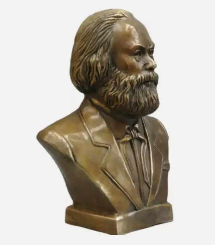 German Great Communist Carl Marx Bust Bronze Statue 7inch