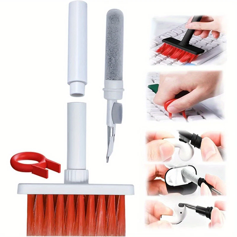 5 In 1 Multifunctional Keyboard Cleaning Brush Earphone PC Computer Keycap Puller Cleaner Wireless Earbuds Gap Dust Remover Tool
