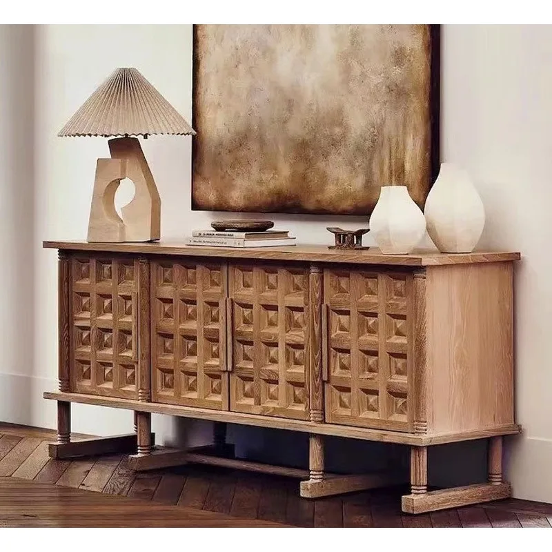 American French medieval retro restaurant living room hotel homestay model room dining side decorative cabinet